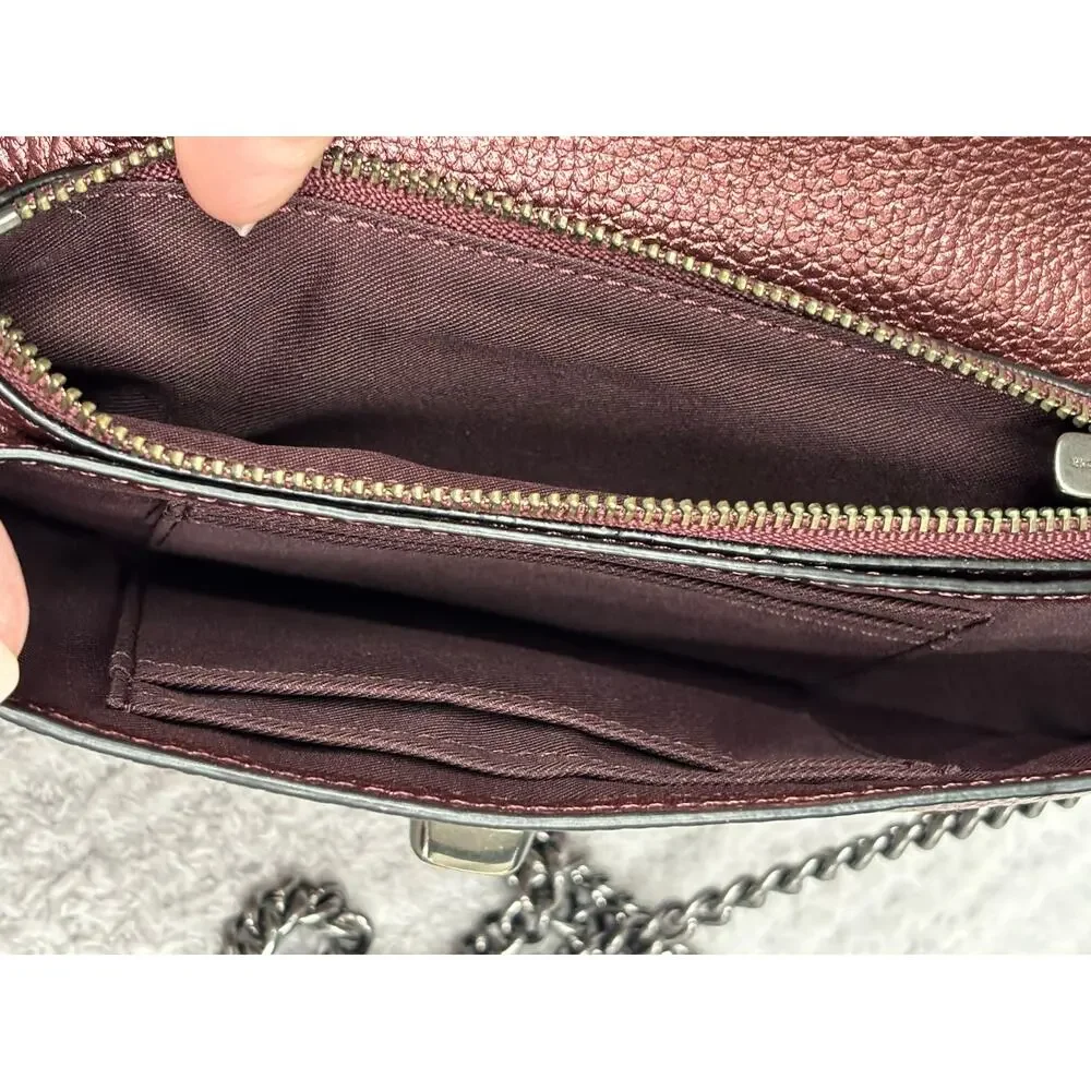 Coach Metallic Burgundy Pebbled Leather Crossbody Purse F1580 #76953